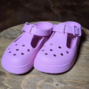 Crocs Classic Mary Jane Clog Pink Tweed Women’s Size 6 EUC